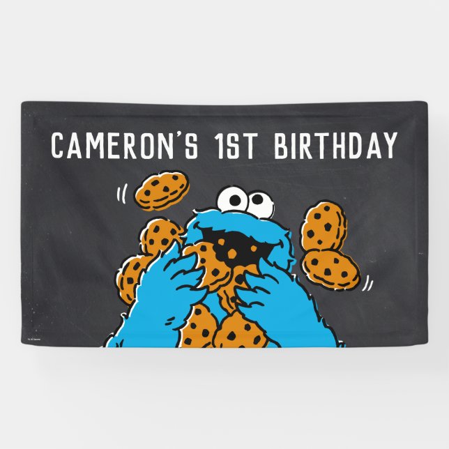 Lona Cookie Monster Birthday Chalkboard (Horizontal)