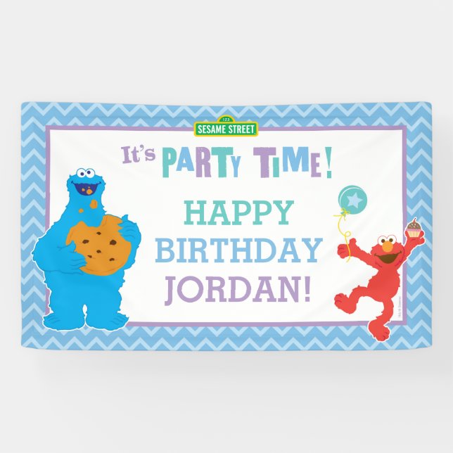 Lona Cookie Monster y Elmo Birthday (Horizontal)