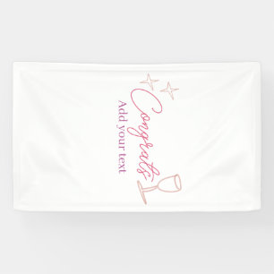 Lona copa de vino congrats estrellas rosa pastel negrit