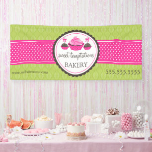 Lona Copas de pastelería y pastelitos de rosado verde