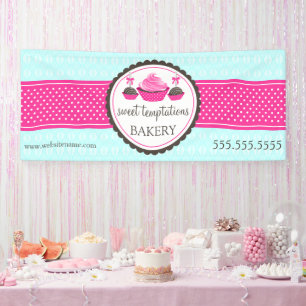 Lona Copas de pastelería y torta rosa turquesa