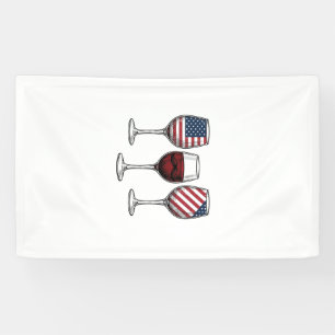 Lona Copas de vino patrióticas diseño de camiseta vecto