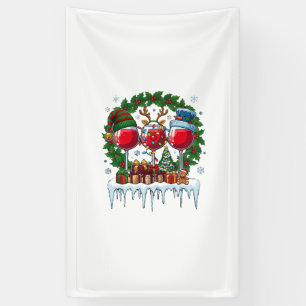 Lona Copas de vino tintas de Navidad Corona de acebo Ho