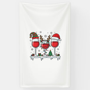 Lona Copas de vino tinto de Navidad Vector de vacacione