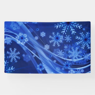 Lona Copo de Nieve de Navidad Azul
