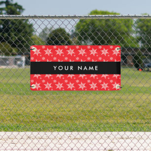 Lona Copos de nieve blancos, rojo, tu nombre, personali