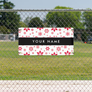 Lona Copos de nieve rojos, tu nombre, personaliza