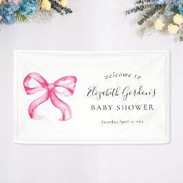 Lona Coqueta rosa Bow Baby Shower Elegant Minimal