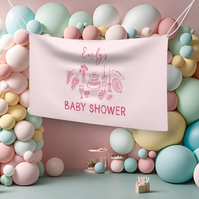 Lona Coqueta rosa moderna ducha de bebé de mano (Subido por el creador)
