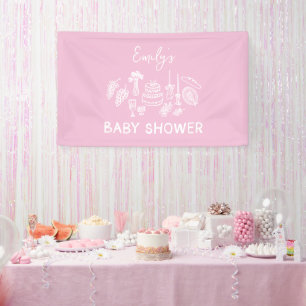 Lona Coqueta rosa moderna ducha de bebé de mano