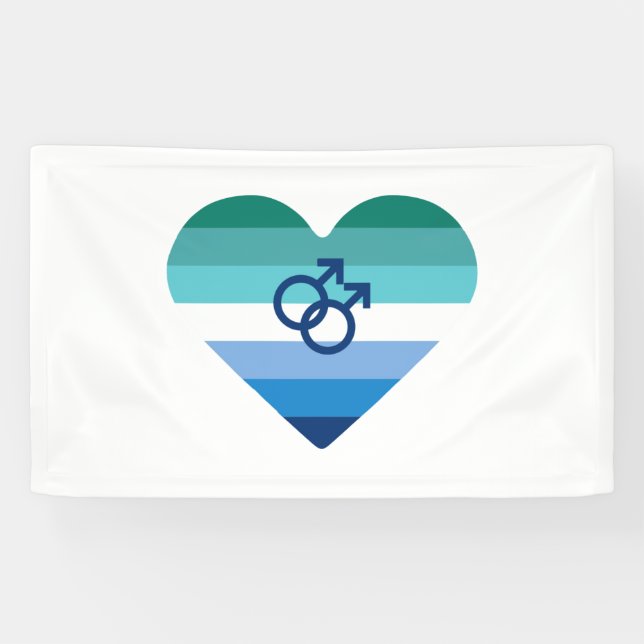 Lona Corazón Azul MLM Gay Masculino (Horizontal)