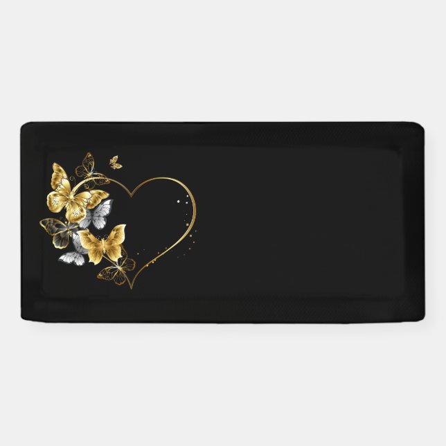 Lona Corazón con mariposas doradas (Horizontal)