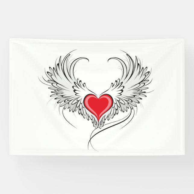 Lona Corazón de Ángel Rojo con alas (Horizontal)