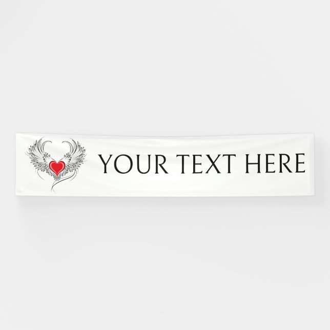 Lona Corazón de Ángel Rojo con alas (Horizontal)