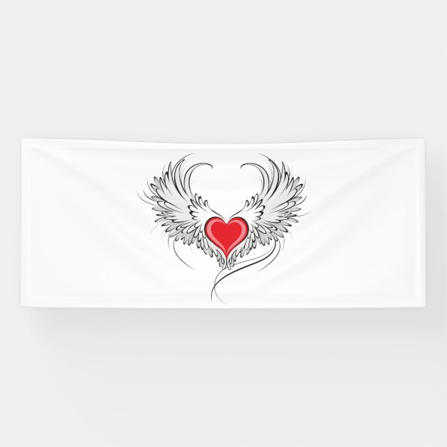 Lona Corazón de Ángel Rojo con alas (Horizontal)