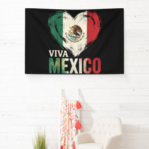Lona Corazón de bandera mexicana Viva México Día de la