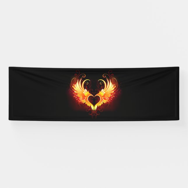 Lona Corazón de fuego angélico con alas (Horizontal)