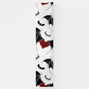 Lona Corazón de Halloween con alas de murciélago negro