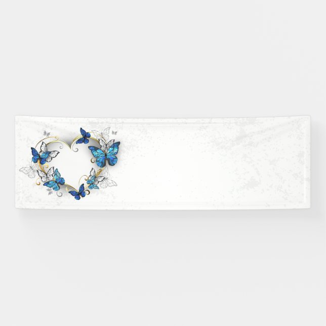 Lona Corazón de joyas con mariposas Morfo (Horizontal)