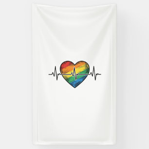 Lona Corazón de latido de arcoíris diseño de grabado vi