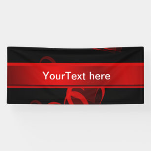 Lona corazón rojo en plantilla de texto negro