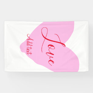 Lona Corazón rosa amor feliz día de San Valentín texto