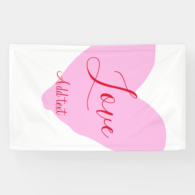 Lona Corazón rosa amor feliz día de San Valentín texto  (Horizontal)