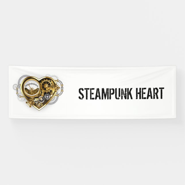 Lona Corazón Steampunk con manómetro (Horizontal)