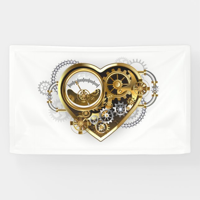 Lona Corazón Steampunk con un Manómetro (Horizontal)
