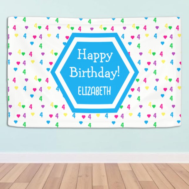 Lona Corazones arcoiris por cuarto cumpleaños (Subido por el creador)