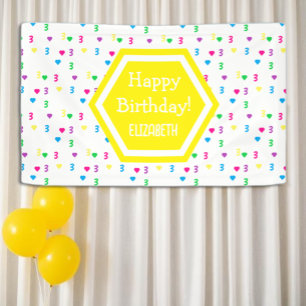 Lona Corazones arcoiris Tercer cumpleaños