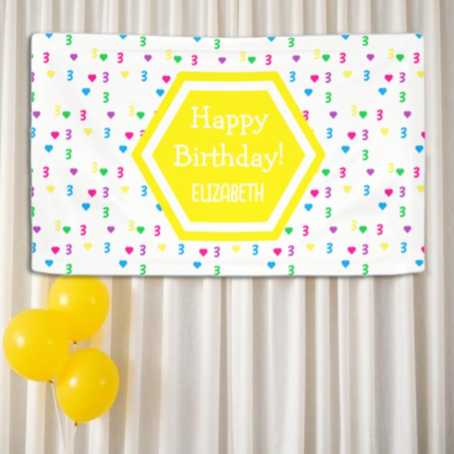 Lona Corazones arcoiris Tercer cumpleaños (Subido por el creador)