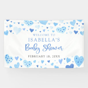 Lona Corazones azules San Valentín Baby Shower