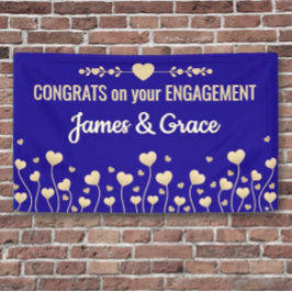 Lona ¡Corazones! Banner de congratulaciones de compromi