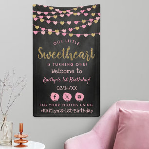 Lona Corazones Dulces De Amor Cumpleaños Bienvenida