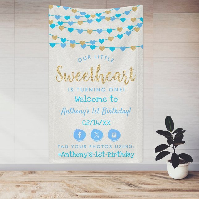 Lona Corazones Dulces De Amor Cumpleaños Bienvenida (Subido por el creador)