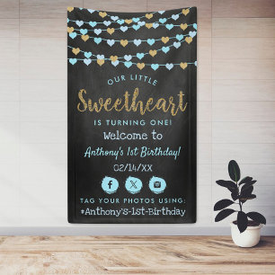Lona Corazones Dulces De Amor Cumpleaños Bienvenida