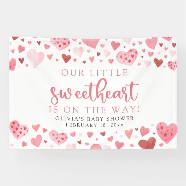 Lona Corazones Pequeño Querido Valentine Baby Shower (Horizontal)