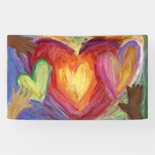 Lona Corazones y manos aman la diversidad Personalizado