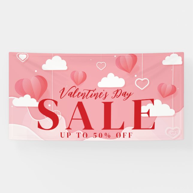 Lona Corazones y nubes Almacenan el cartel de venta de  (Horizontal)