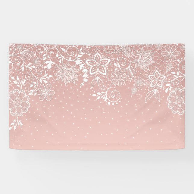 Lona Cordón blanco elegante floral y diseño del confeti (Horizontal)