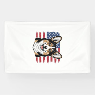 Lona Corgi Patriótico Bandera Americana Diseño Vector V