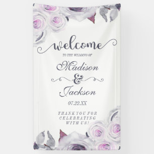 Lona Corona floral de lavanda y gris Bienvenida de boda