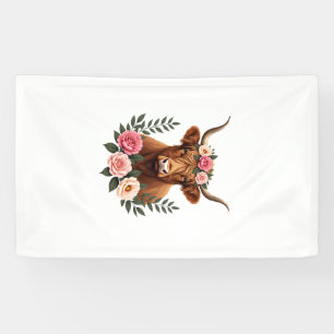 Lona Corona floral de vaca de las Highlands vintage Boh
