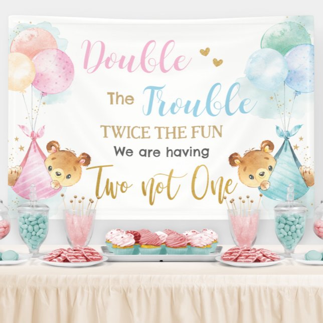 Lona Corte Bears Twins Boy Chica Baby Shower Backups (Subido por el creador)
