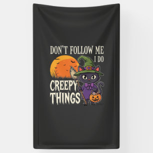 Lona Cosas espeluznantes Diseño de gato bruja de Hallow