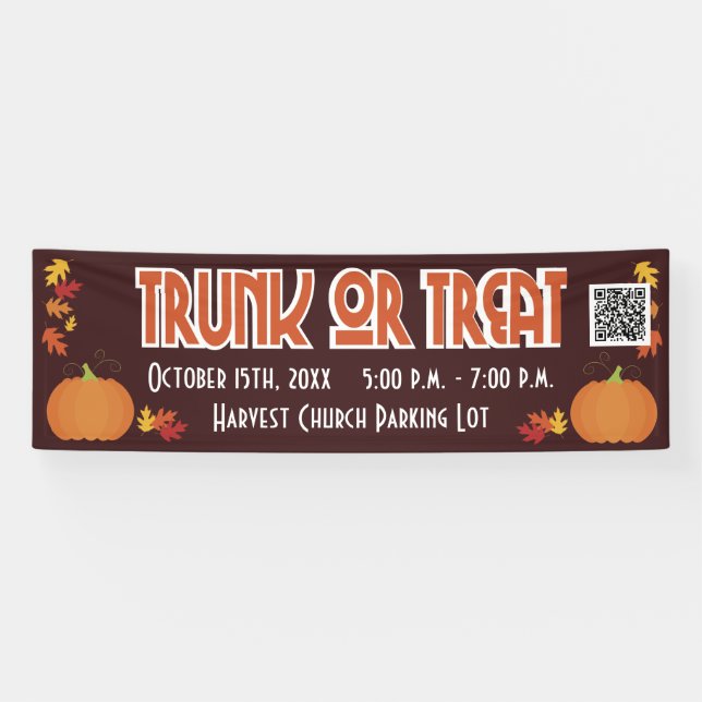 Lona Cosecha Código QR Trunk or Treat (Horizontal)
