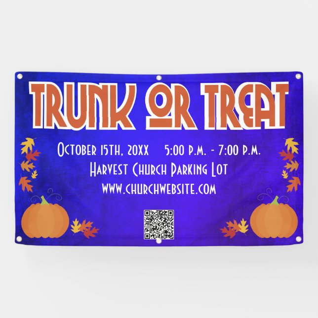 Lona Cosecha Código QR Trunk or Treat  (Horizontal)