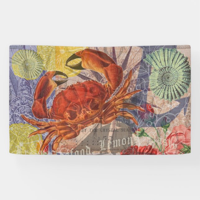 Lona Crab Nautical Beach Art (Horizontal)