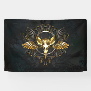 Lona Cráneo de pájaro dorado sobre fondo negro